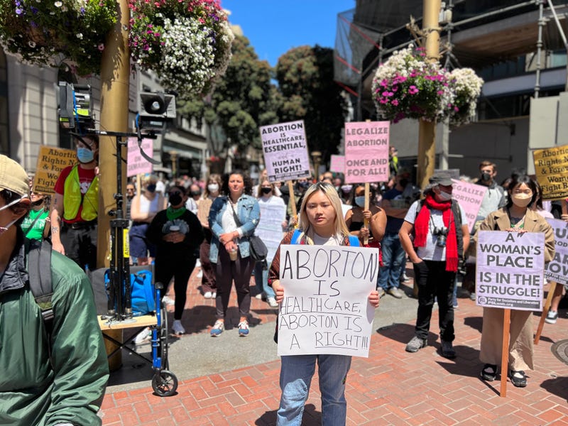 Several hundred supporters marched in San Francisco Saturday to oppose the possible end to Roe v. Wade.