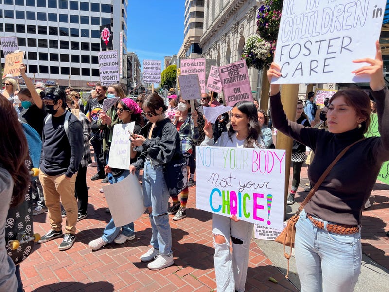 Several hundred supporters marched in San Francisco Saturday to oppose the possible end to Roe v. Wade.