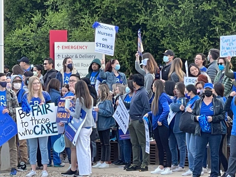 Approximately 5,000 nurses picket at Stanford Hospital.