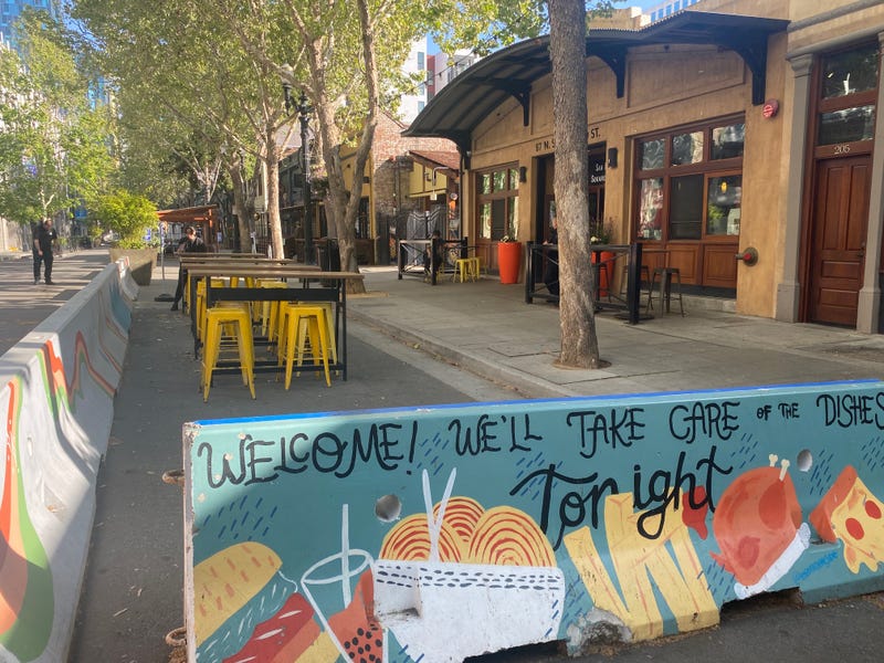 The portion of San Pedro Square closed to traffic.