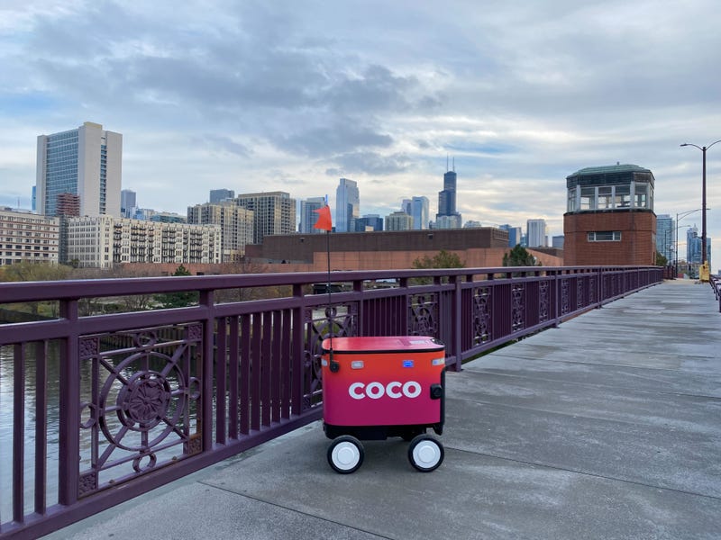coco bot on Chicago bridge