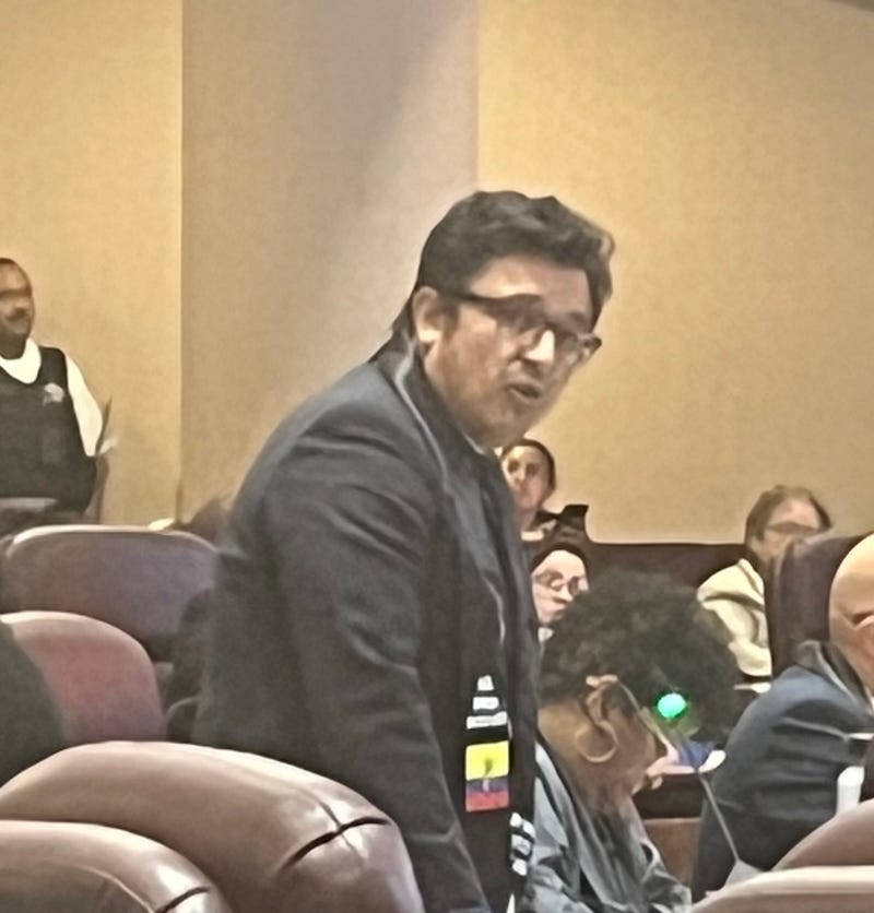 Chicago Alderman Byron Sigcho-Lopez (25th Ward) speaks during Hispanic Heritage Month recognition at Chicago City Council.
