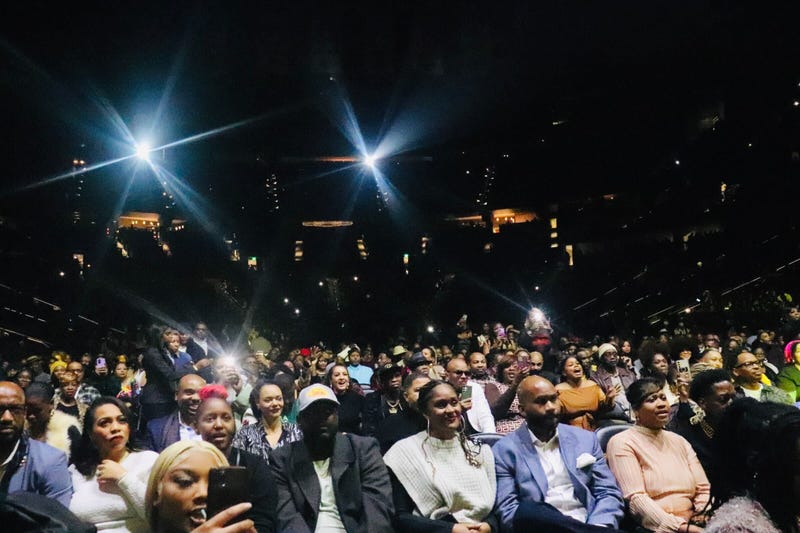 V103 Atlanta Winterfest 2022 State Farm Arena featuring Maxwell singer of hit song "Pretty Wings" and Jazmine Sullivan singer of the hit song "Feelings" on December 16 2022