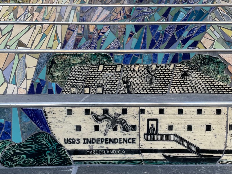A close up of the mosaic on the Capitol Steps.