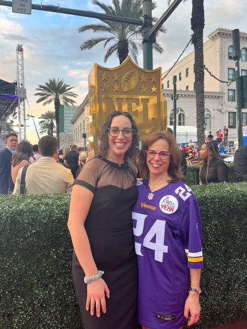 Abbi (left) and Betsy Fine (right) at the Super Bowl festivities in New Orleans.