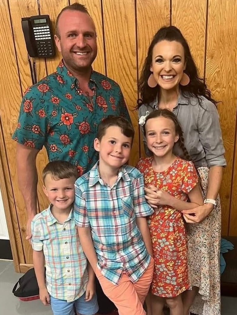 Zachary and Kelsey Bailey and their children (from left) Samuel, Finn and Vada Rose.