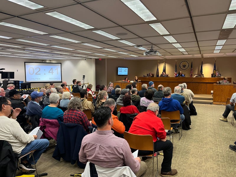 Residents attend a Delaware County Council meeting on Dec. 11, 2024, many speaking out against a proposed 23% property tax increase. Council ultimately passed the measure 4-1.