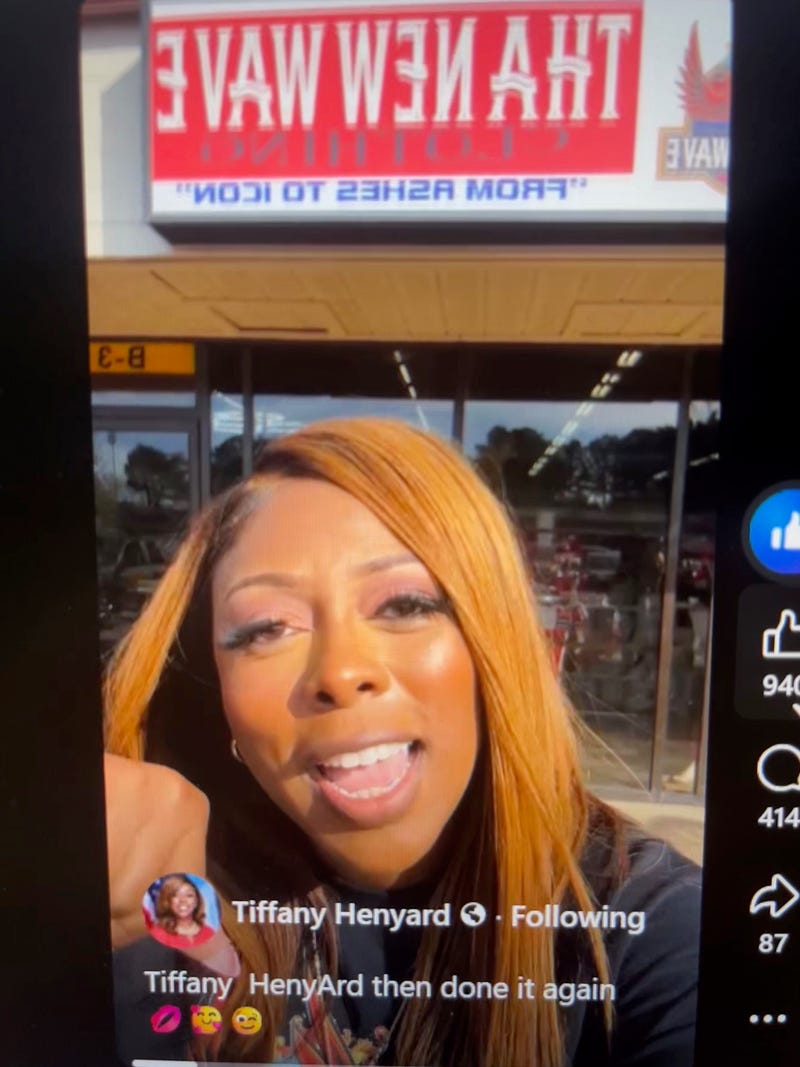 Ex-Dolton mayor and Thornton Township supervisor Tiffany Henyard, from a Facebook video promoting her new clothing store in Atlanta, Georgia.