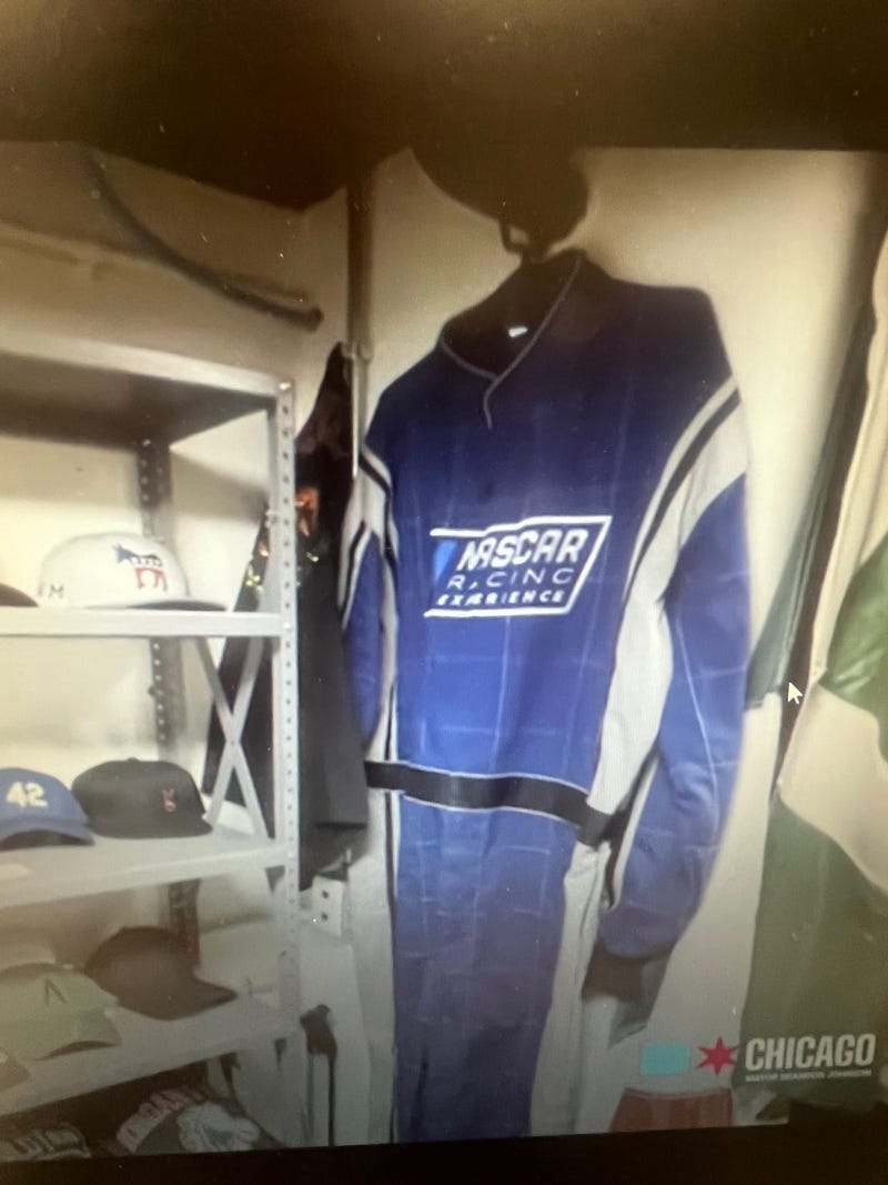 Detail of a video from a City of Chicago video inside the "gift closet" in the office of Mayor Brandon Johnson.