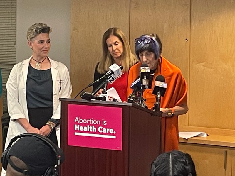 Dr. Nancy Stanwood, chief medical officer of Planned Parenthood of Southern New England, Lt. Gov. Susan Bysiewicz (D-CT) and Rep. Rosa DeLauro (D-CT3)