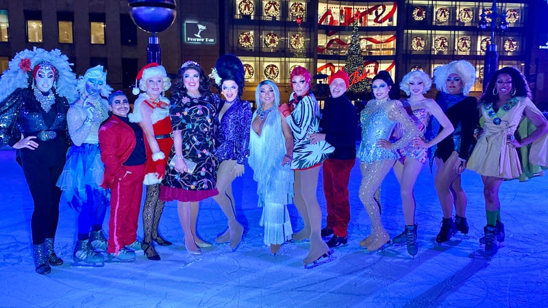 Participants in this year's annual "Drag Queens on Ice" in San Francisco.