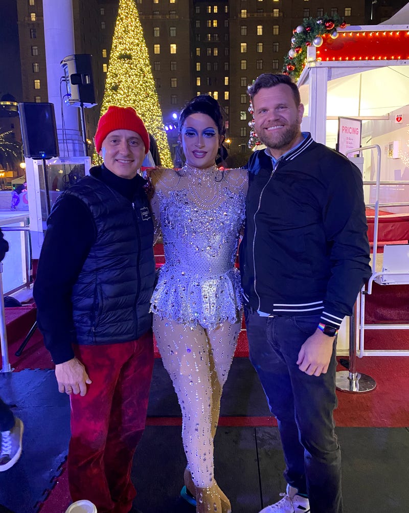 From left to right, Brian Boitano, Denali and Bay Current host Matt Pitman.