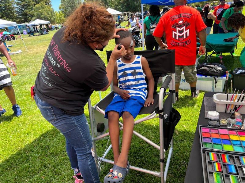 Kids got their faces painted at the Antioch Juneteenth celebration.