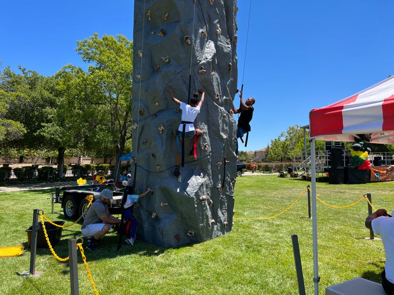 A rock climbing wall was set up at the Antioch Juneteenth celebration.