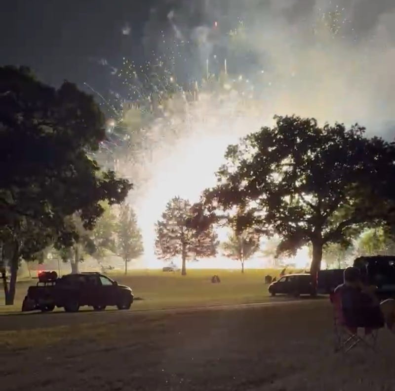 The moment a mortar barrel exploded at a Leadwood fireworks display