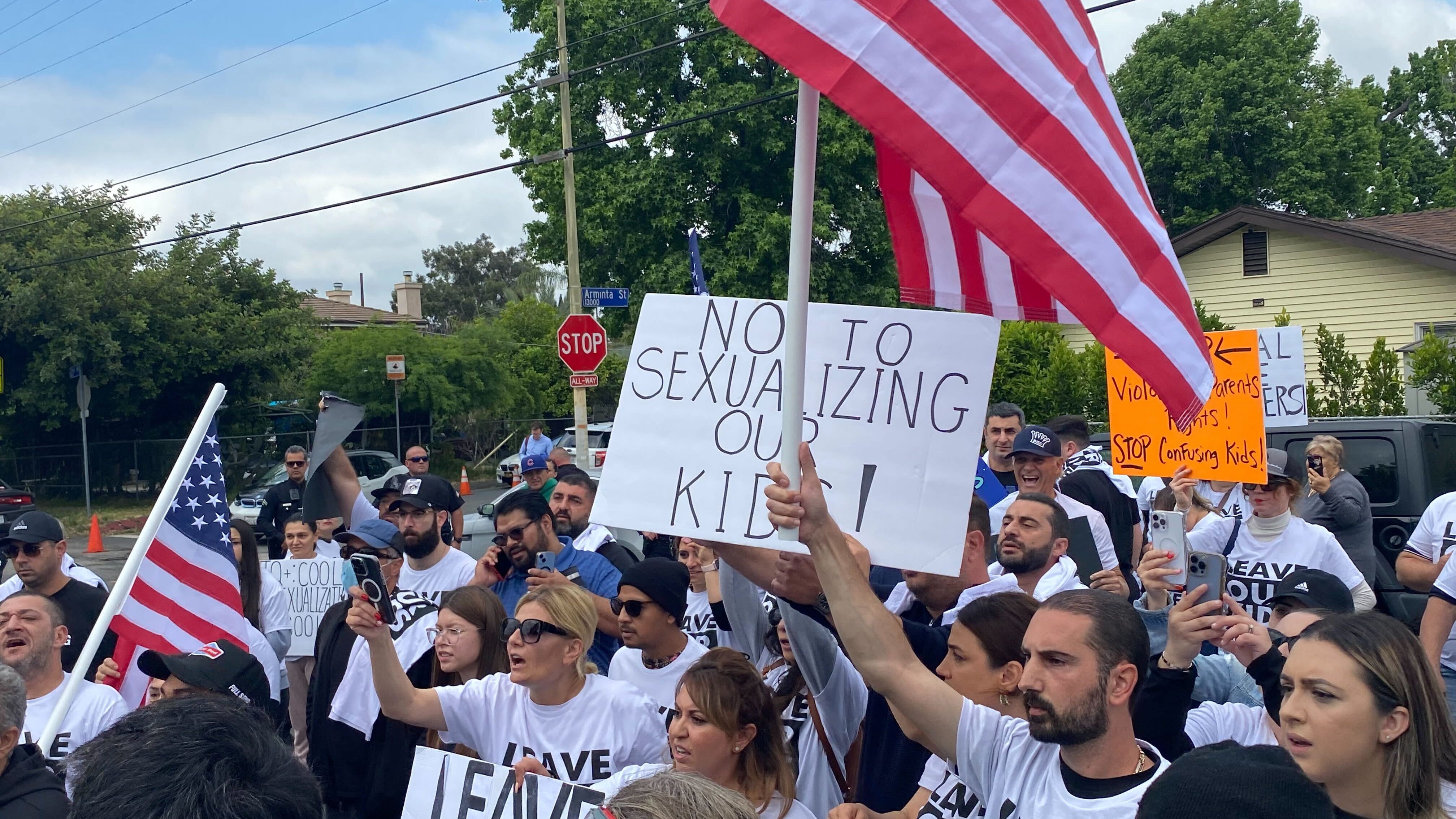 Protests held outside Saticoy Elementary School over Pride assembly