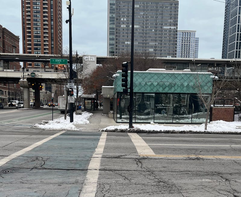 The Cook County Sheriff's Office substation inside a closed mattress store at Roosevelt and State.