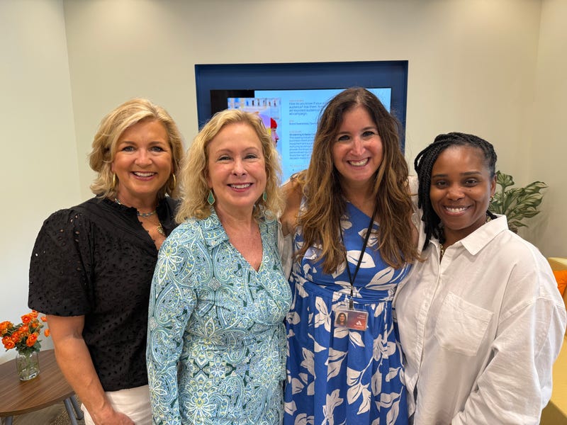Dwyer Workforce Development's Karen Evander, Barb Clapp & Sherna Barksdale with Gina Crash 