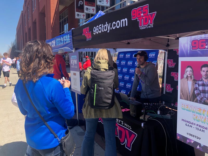 TDY listeners stopping by Bennett's live broadcast at Citizens Bank Park for Phillies Opening Day