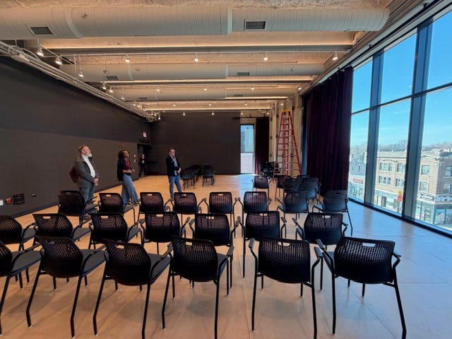 The 5th floor rehearsal space that looks over Broadway