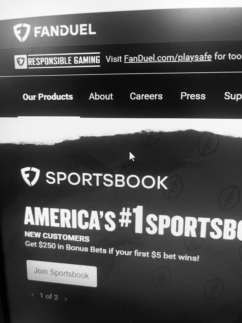 A shot of the FanDuel website.