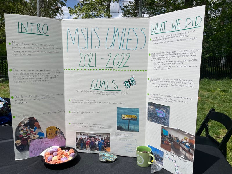 The display from Maple Shade High School students, finalists in the Philadelphia Zoo's 2022 UNLESS Contest.
