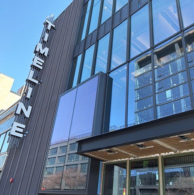 The Timeline Theater marquee in Uptown 