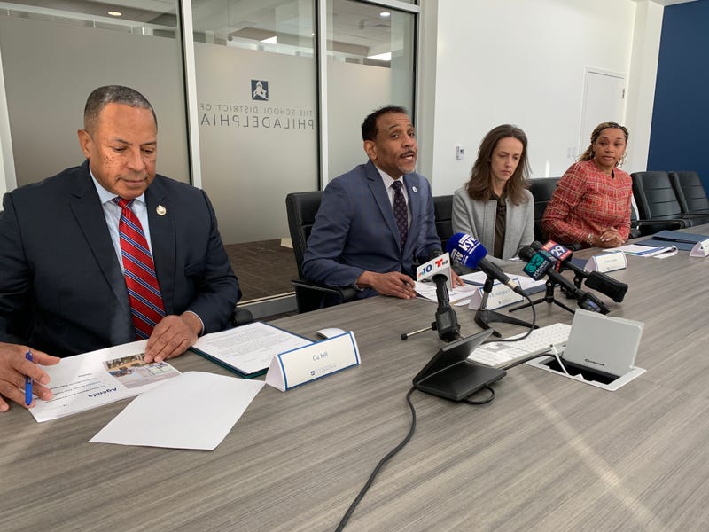 Superintendent Tony Watlington and School District of Philadelphia administrators outline the facilities plan in a briefing for reporters.