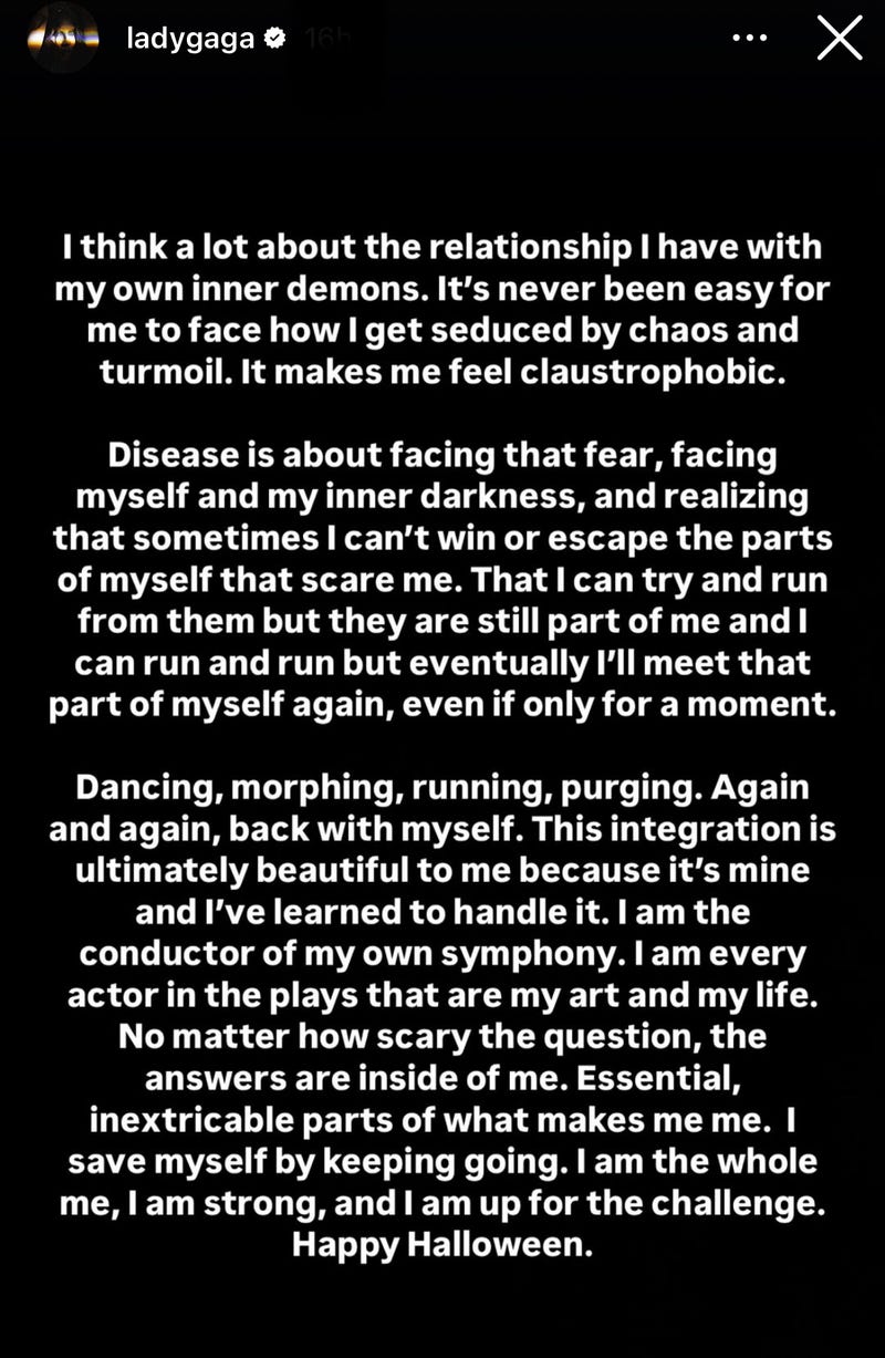Lady Gaga's IG story