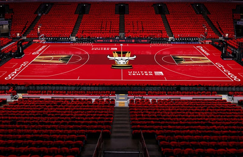 The Chicago Bulls unveiled its "See Red" basketball court, which will be used during the NBA's In-Season Tournament in November.