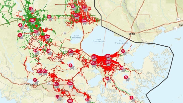 Zero power in New Orleans in the wake of Hurricane Ida