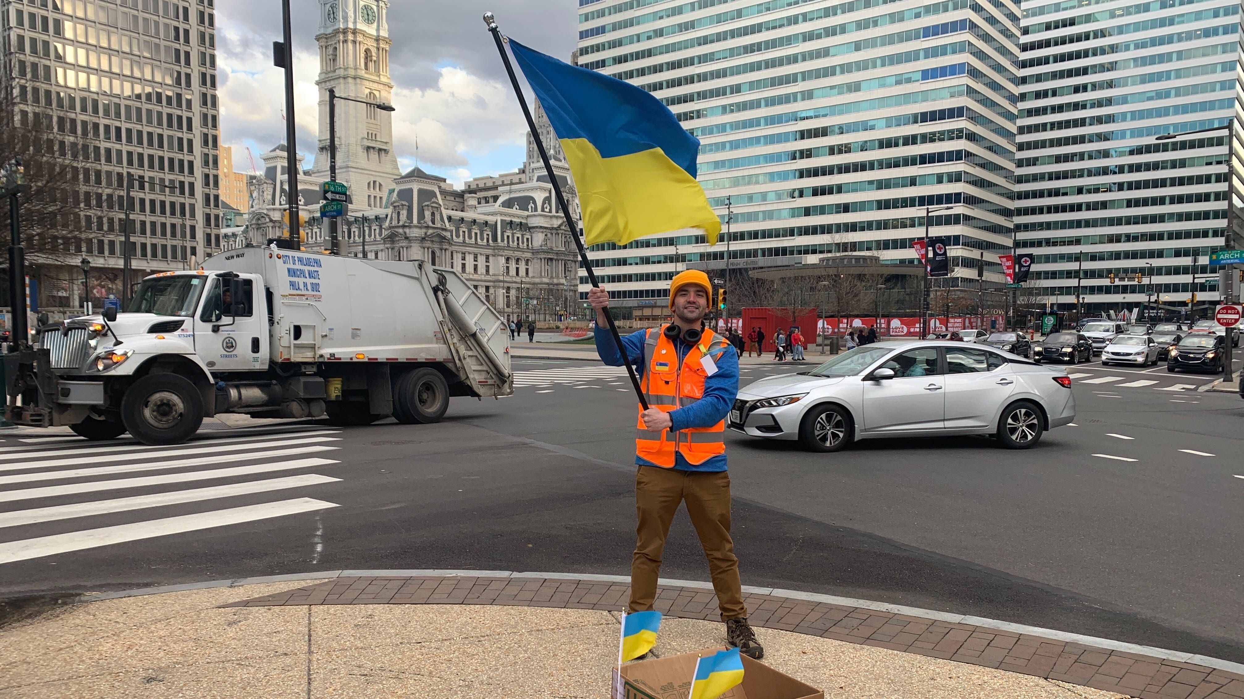 Meet the man flying the Ukrainian flag on the Ben Franklin Parkway