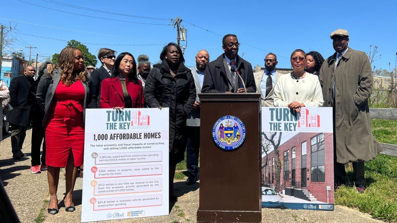 City leaders announcing the Turn the Key project which aims to build 1,000 affordable homes in Philadelphia.