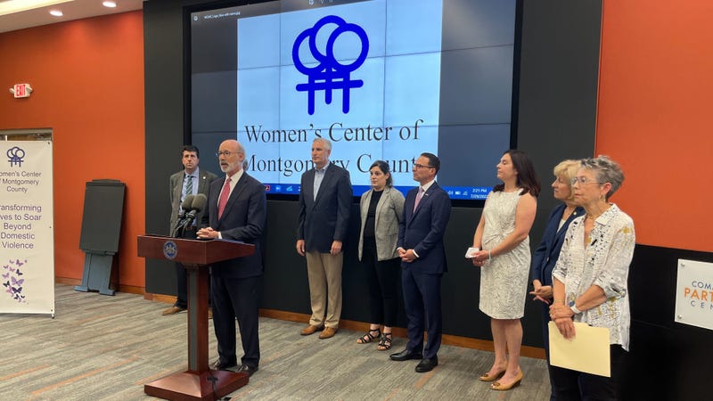 Gov. Tom Wolf speaking about abortion rights at the Women's Center of Montgomery County.