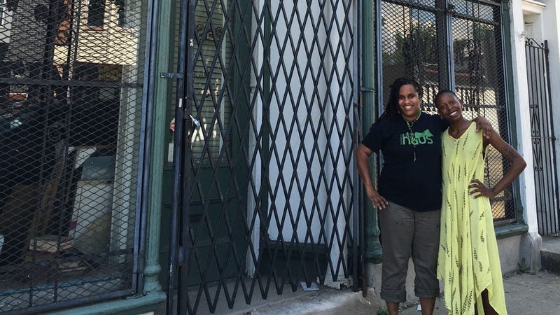 Keisha Whatley & Vanessa Chandler outside of the ArtHaus on Germantown Avenue.