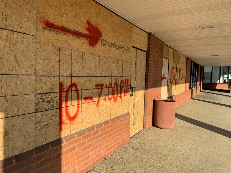 Boarded-up businesses in Port Richmond