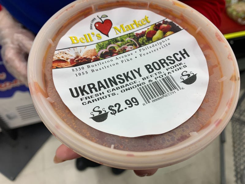 Ukrainian-style borscht sold at Bell's Market in Northeast Philadelphia.