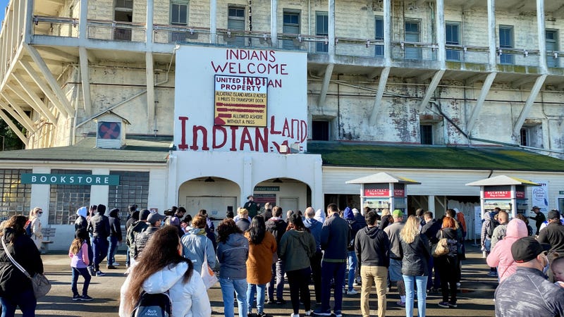 Scenes from the event honoring the 52nd anniversary of Native Americans' Alcatraz occupation.