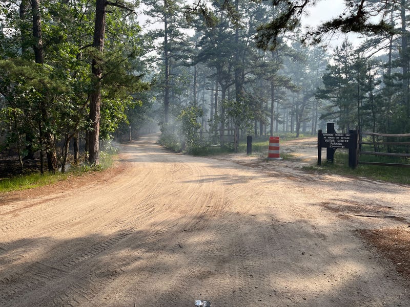 Evidence of road closures is seen near historic Batsto Village on June 20, 2022.