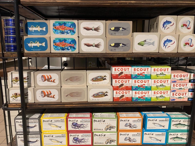 The DiBruno Bros. seacuterie includes mussels, anchovies, sardines and other specialty items.
