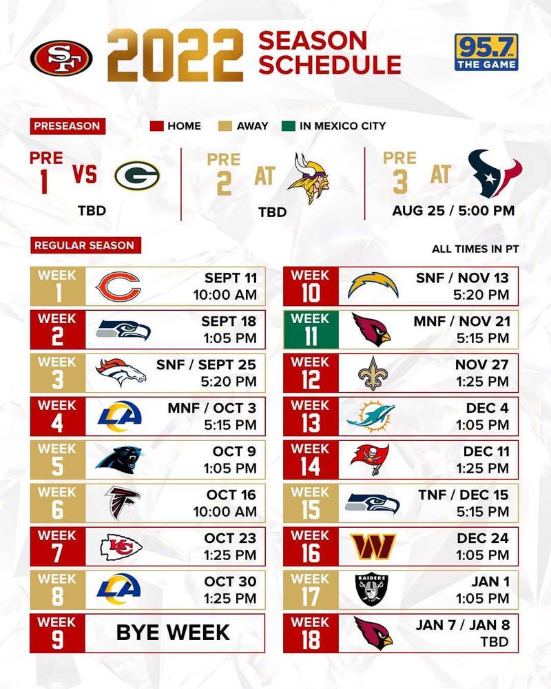 2022 49ers schedule
