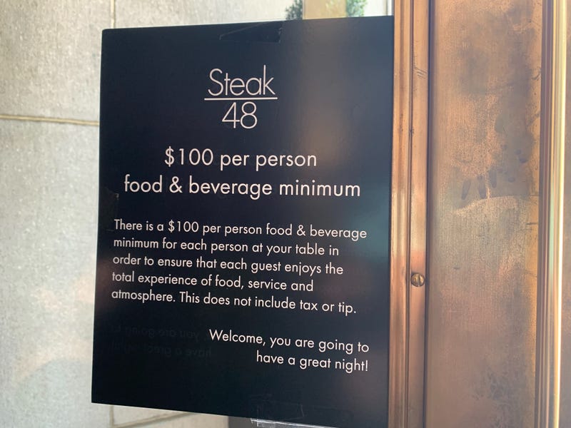 Steak 48's new minimum policy