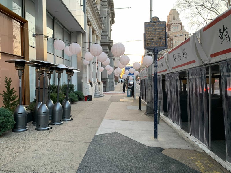 The site of outdoor seating at Buddakan