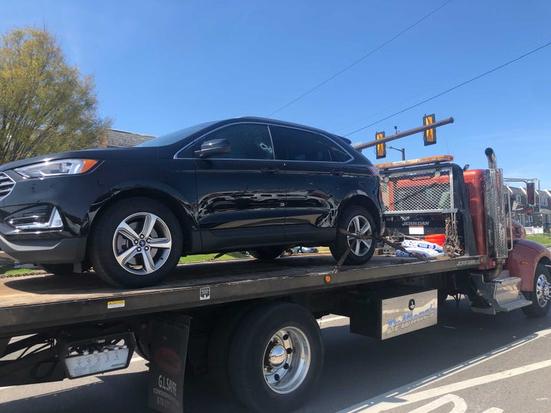 King was found dead in the driver's seat of this Ford Edge.