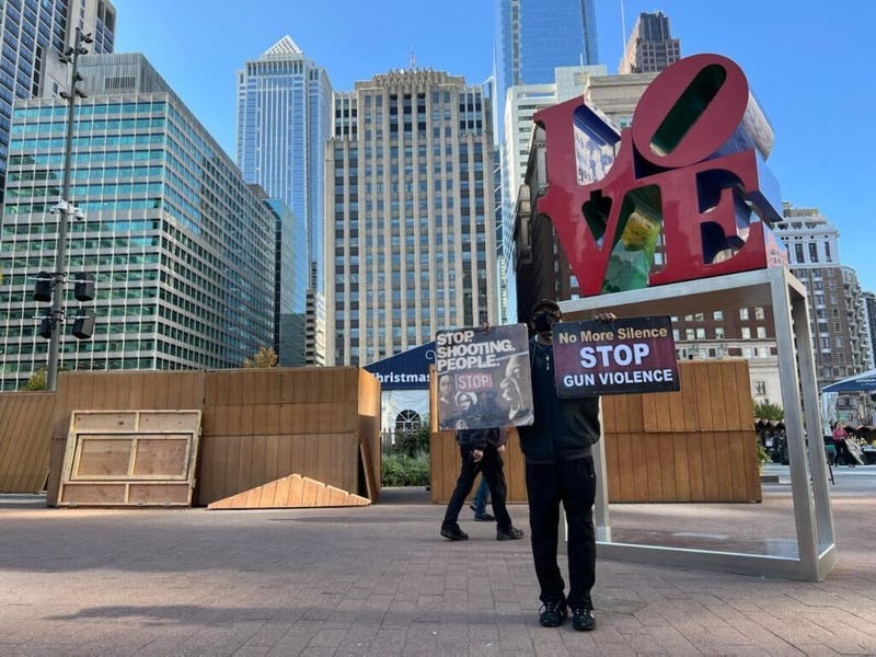 Gun violence protestors in LOVE Park