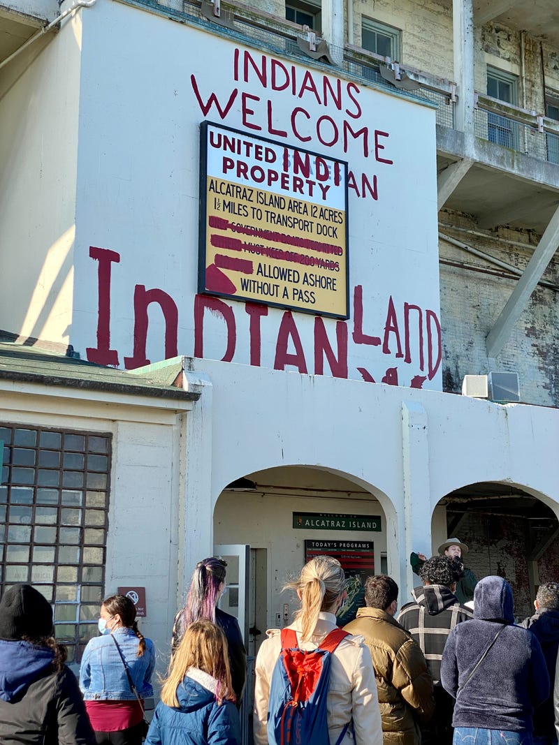 Scenes from the event honoring the 52nd anniversary of Native Americans' Alcatraz occupation.