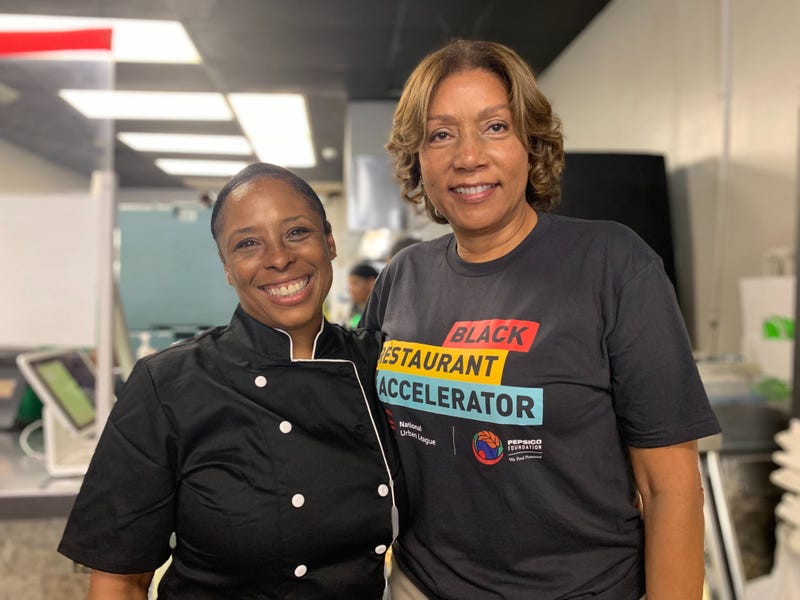 Victoria Tyson, owner of Victoria’s Kitchen, and the National Urban League's Andrea Custis.