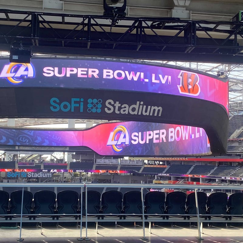 SoFi Stadium with Super Bowl stuff