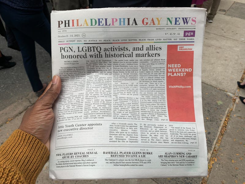 A printed version of the weekly publication Philadelphia Gay News.