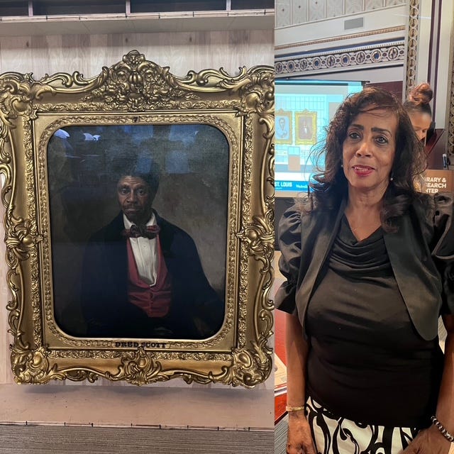 Portrait of Dred Scott and his great-great-granddaughter, Lynn Jackson